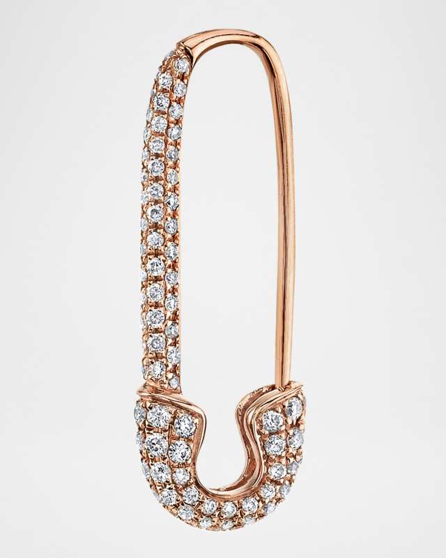 18K Rose Gold Diamond Safety Pin Earring, Single (Right)